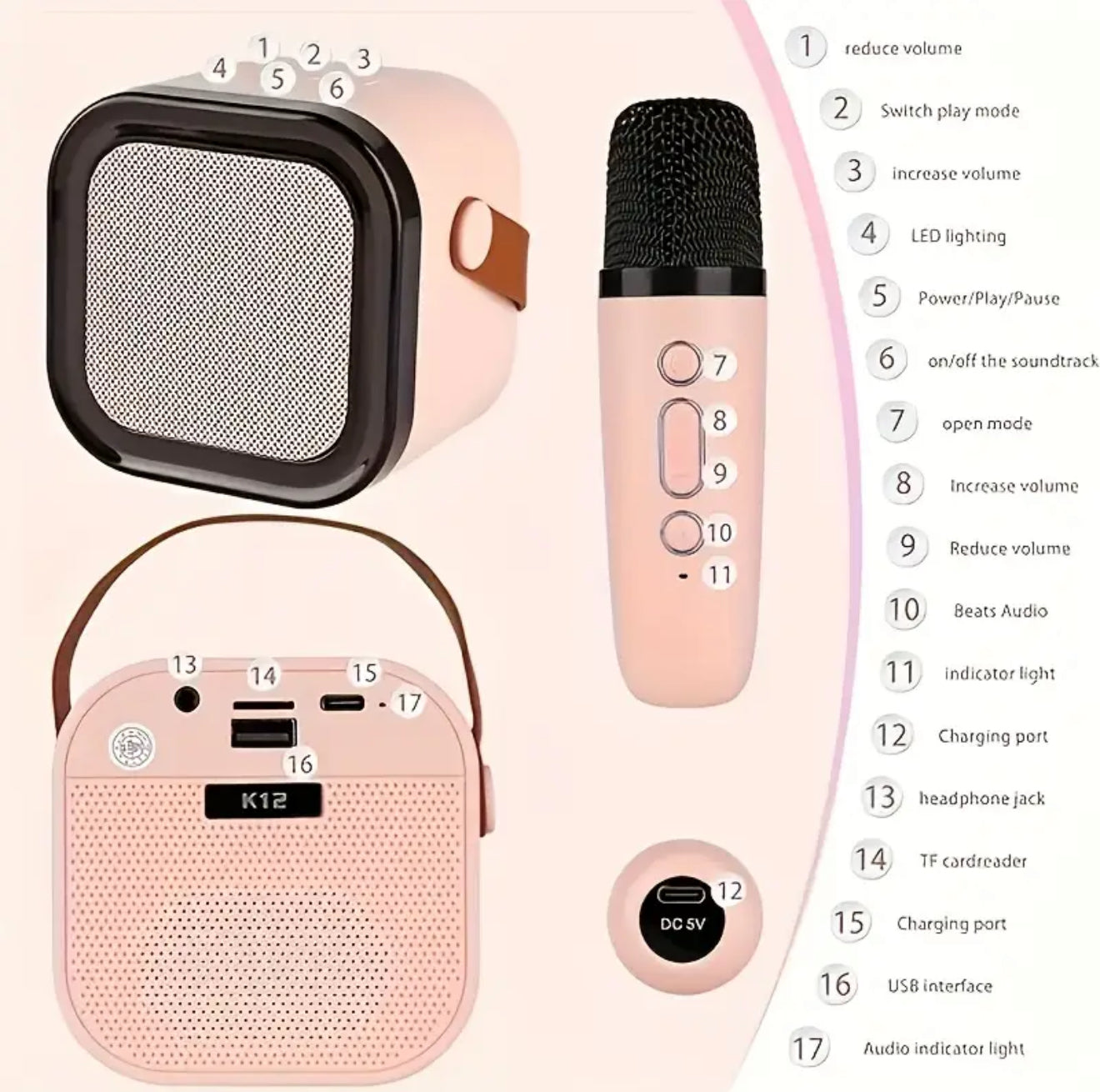 Wireless Mini Karaoke Machine w/ 2 Microphones, New 2025 Portable Karaoke Sound System w/ Microphones, Karaoke Sound System For Everyone, Parties, Sporting Events, Travel, School Performances, Gift For All Occasions