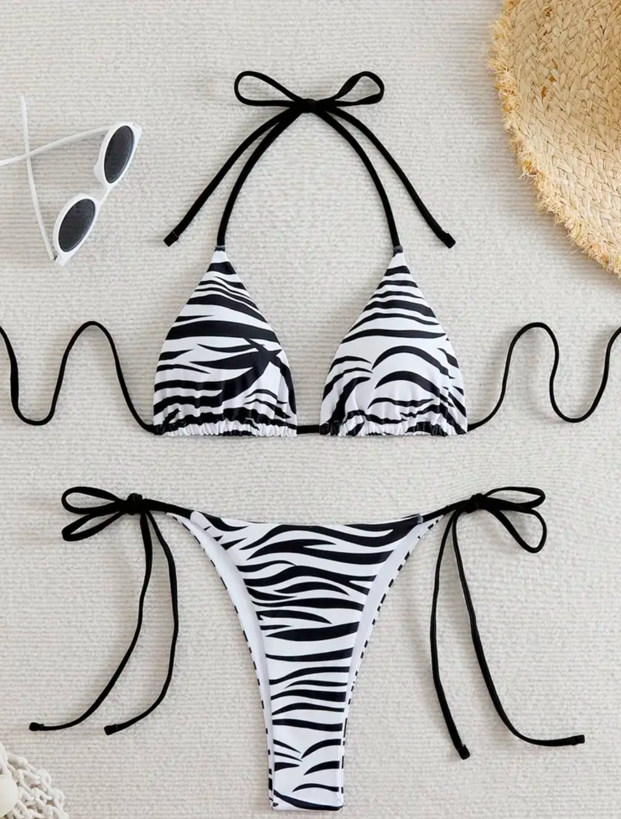 Brie-Women’s Halter Tie Back Two-Piece Bikini, Women’s Bikini Set, Ladies Swimwear, Swimwear For All Occasions, Beachwear, Two-Piece Swim Top & Tie Bottom Set