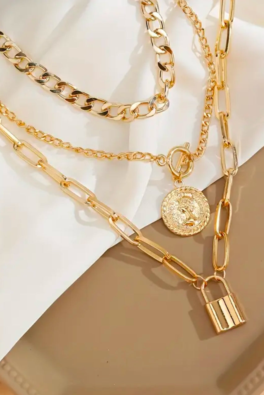 vintage gold layered necklace