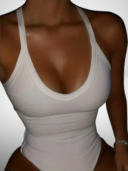 Jersey 2-All Seasons-Women’s Ribbed Deep V-Neck Bodysuit