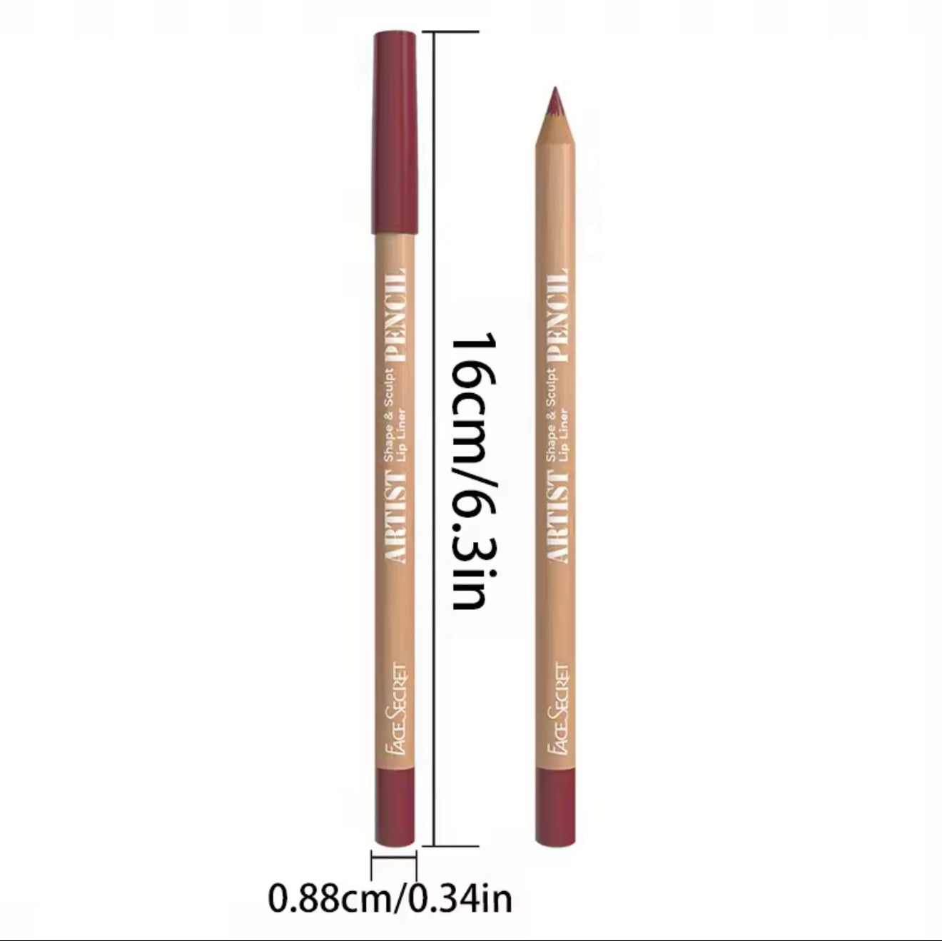 Face Secret Artist Shape & Sculpt Pencil Lip Liners, 6 Pcs Nude-Brown Lip Liner Pencils, Long-Lasting, Waterproof, Matte Finish, Lip Pencil For All Occasions
