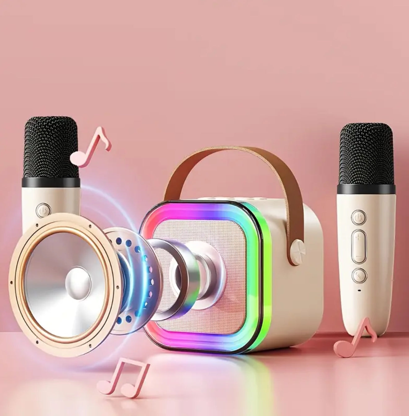 Wireless Mini Karaoke Machine w/ 2 Microphones, New 2025 Portable Karaoke Sound System w/ Microphones, Karaoke Sound System For Everyone, Parties, Sporting Events, Travel, School Performances, Gift For All Occasions