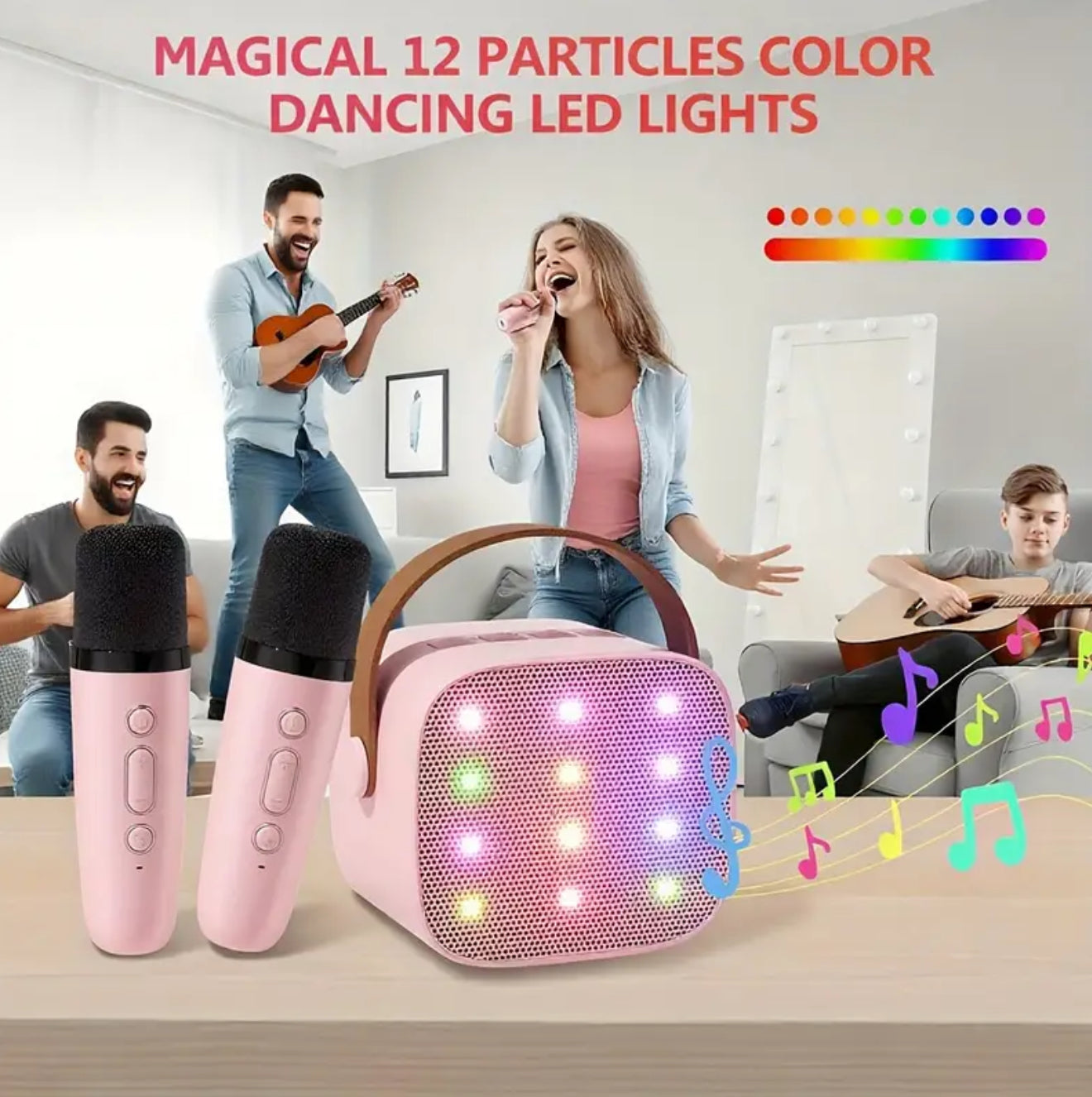 Wireless Mini Karaoke Machine w/ 2 Microphones, New 2025 Portable Karaoke Sound System w/ Microphones, Karaoke Sound System For Everyone, Parties, Sporting Events, Travel, School Performances, Gift For All Occasions