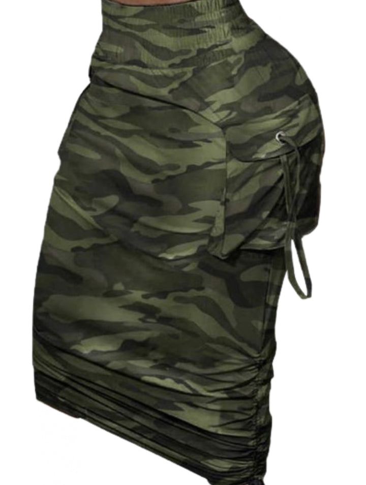 Halle-High Waist Camo Skirt