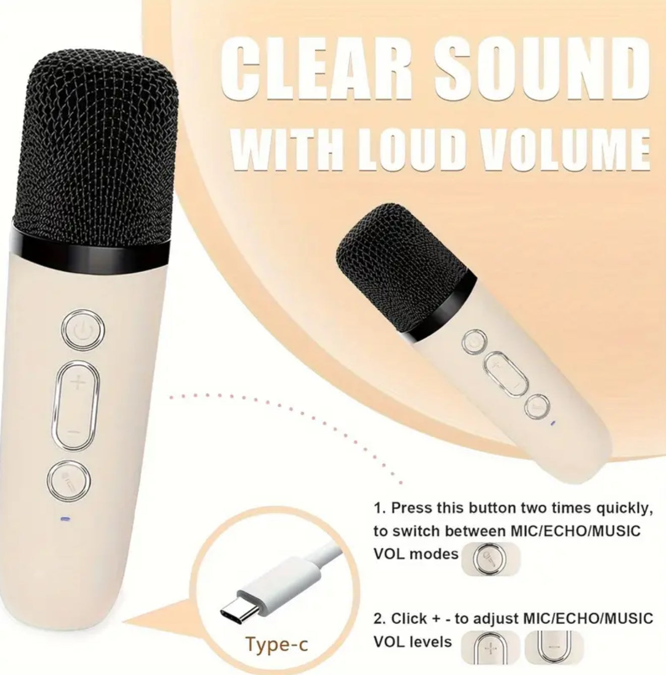 Wireless Mini Karaoke Machine w/ 2 Microphones, New 2025 Portable Karaoke Sound System w/ Microphones, Karaoke Sound System For Everyone, Parties, Sporting Events, Travel, School Performances, Gift For All Occasions