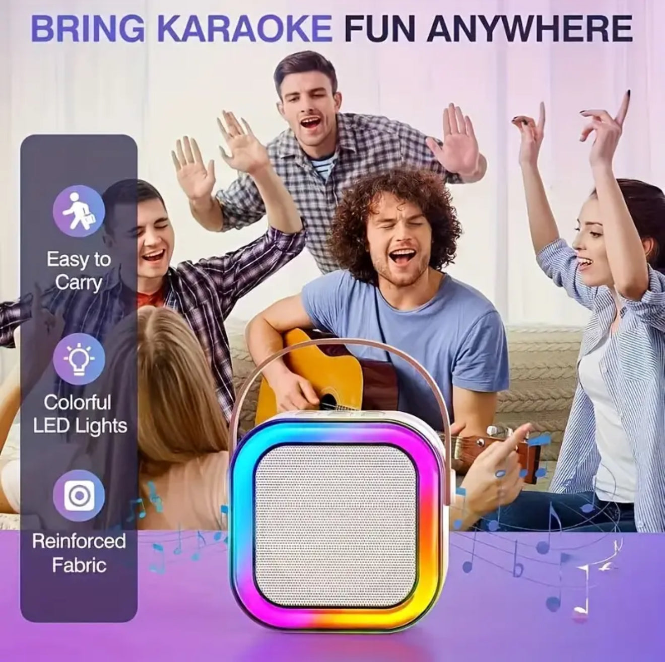 Wireless Mini Karaoke Machine w/ 2 Microphones, New 2025 Portable Karaoke Sound System w/ Microphones, Karaoke Sound System For Everyone, Parties, Sporting Events, Travel, School Performances, Gift For All Occasions