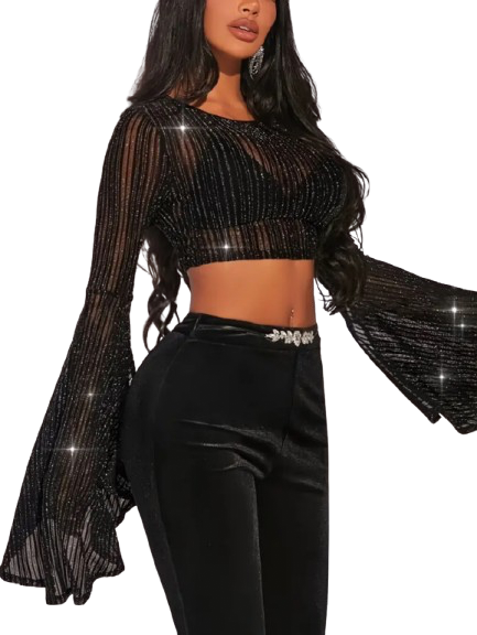 Kye-Bell Sleeve Crop Top