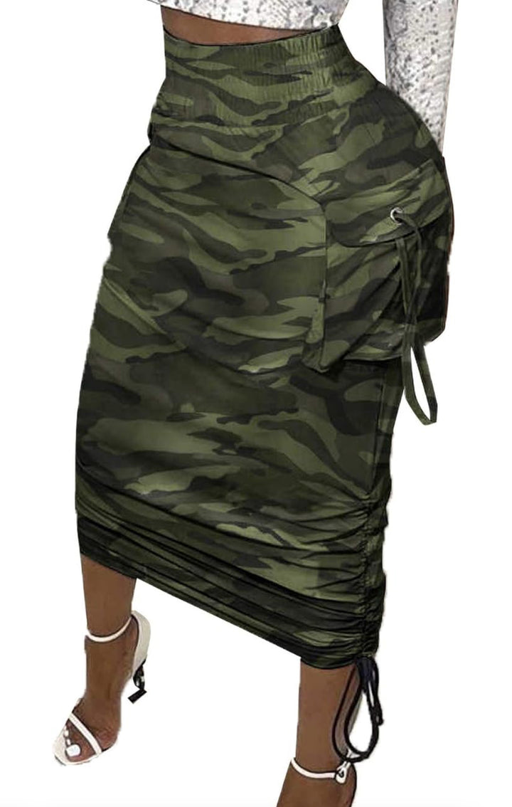 Halle-High Waist Camo Skirt