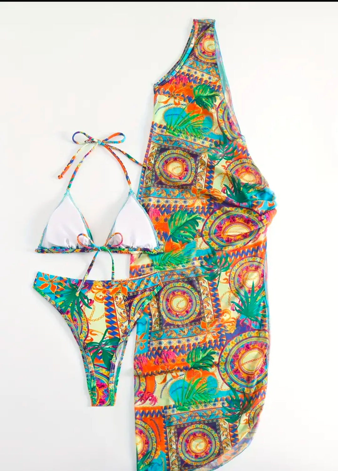 Tahitian Vacay-2 Piece Halter Bikini Set & Cover Up