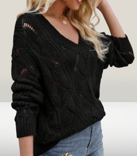 Preslee-Long Sleeve V-Neck Sweater