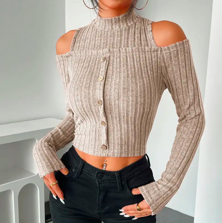 My Strategy-Knit Front Button Crop