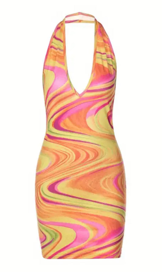 Women’s Erika-Halter Abstract Midi Dress