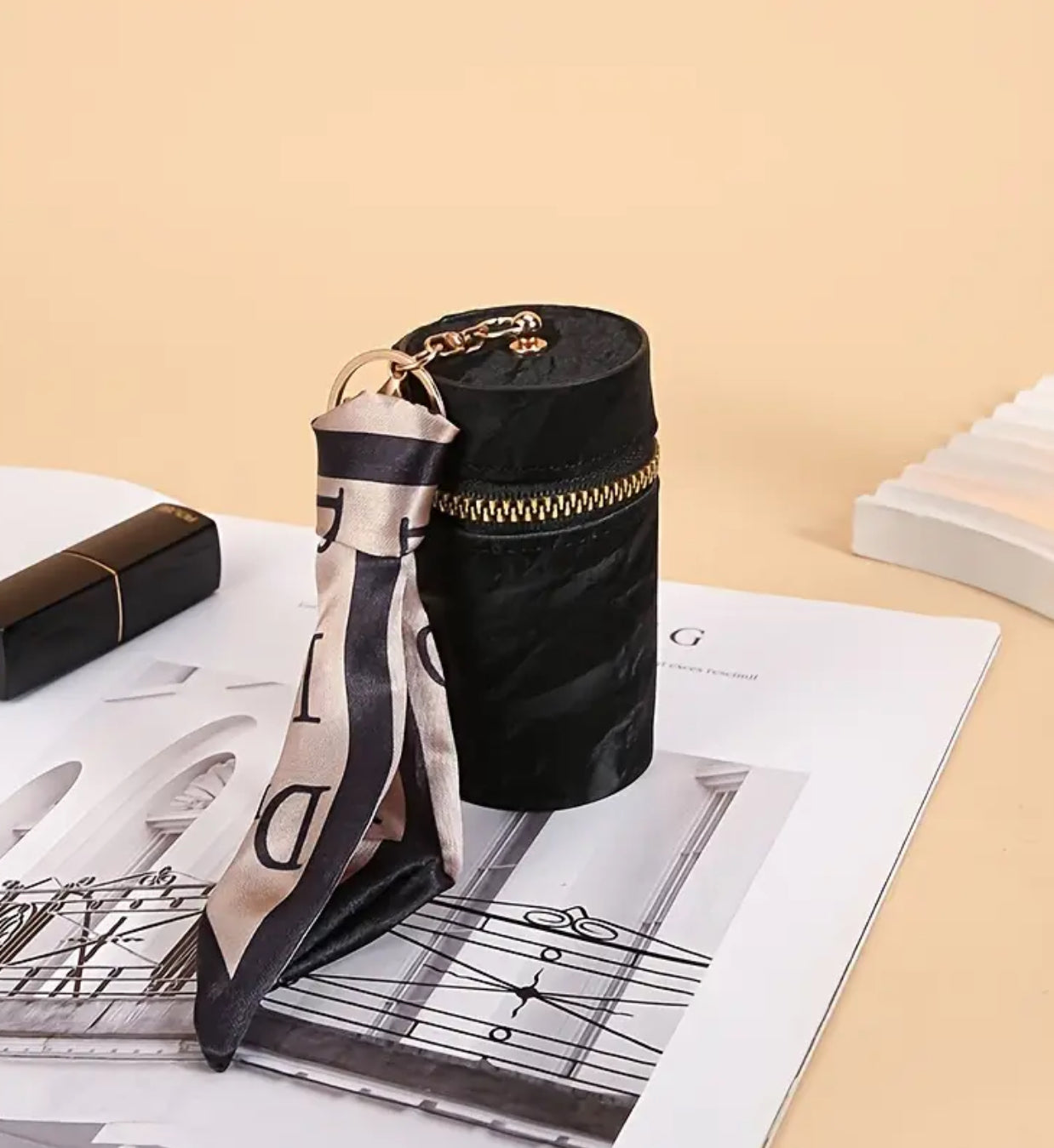 Vintage Mini Coin Purse with Scarf | Small Keychain Purse for Lipstick, AirPods, Keys | Cute Handbag for Women – Travel & Everyday