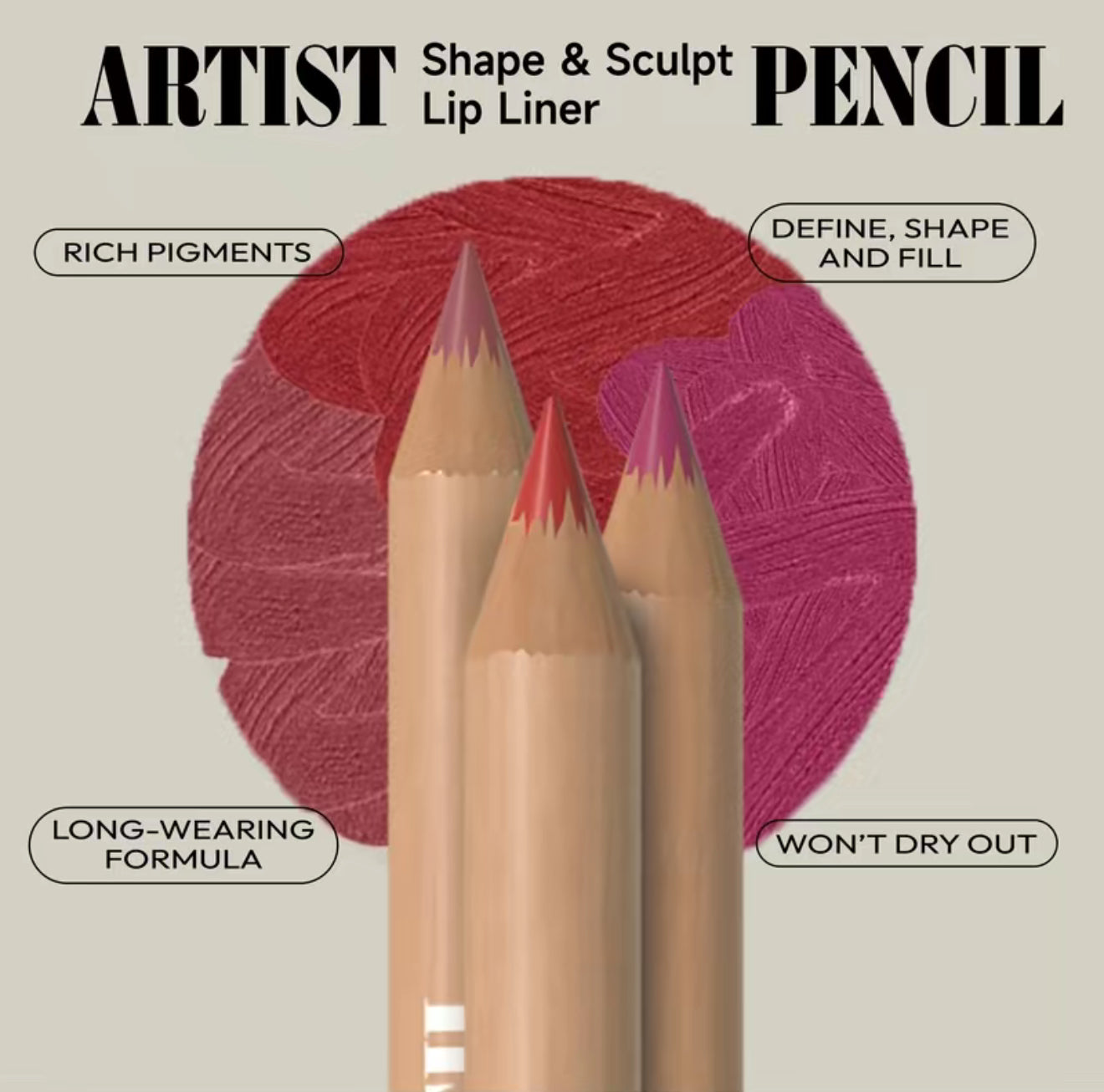 Face Secret Artist Shape & Sculpt Pencil Lip Liners, 6 Pcs Nude-Pink Lip Liner Pencils, Long-Lasting, Waterproof, Matte Finish, Lip Pencil For All Occasions, Women & Girls Make Up Products