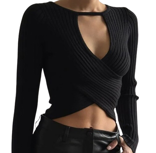 Let`s Vibe-Ribbed Cut Out Top