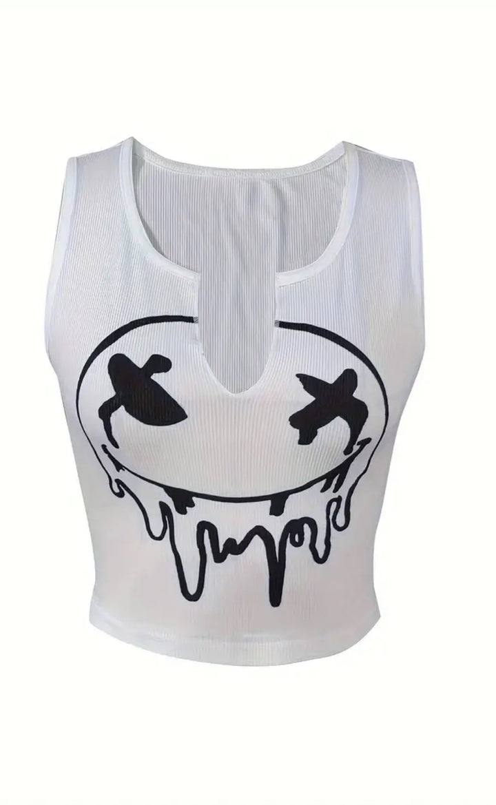 Giselle-Ribbed Smile Tank Top