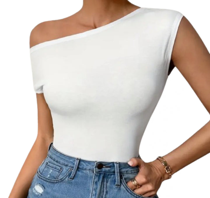 Devyn-Skew Neck One Shoulder Top