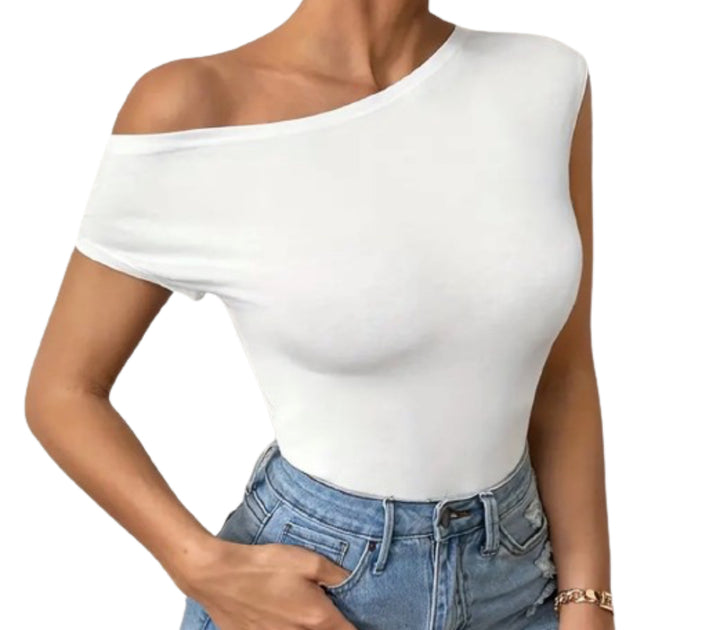 Devyn-Skew Neck One Shoulder Top