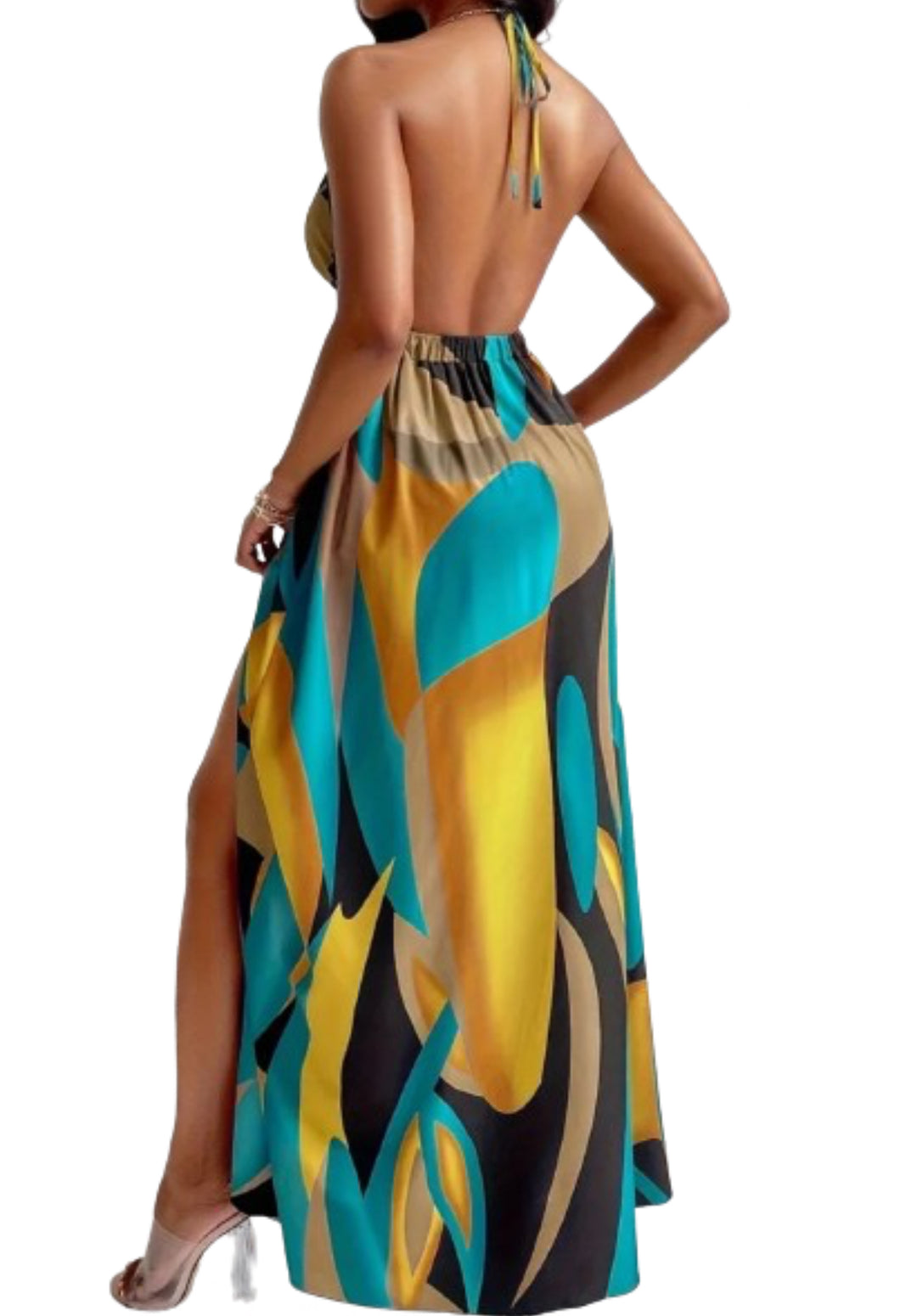 Kyle Blu-Halter Geometric Print Dress